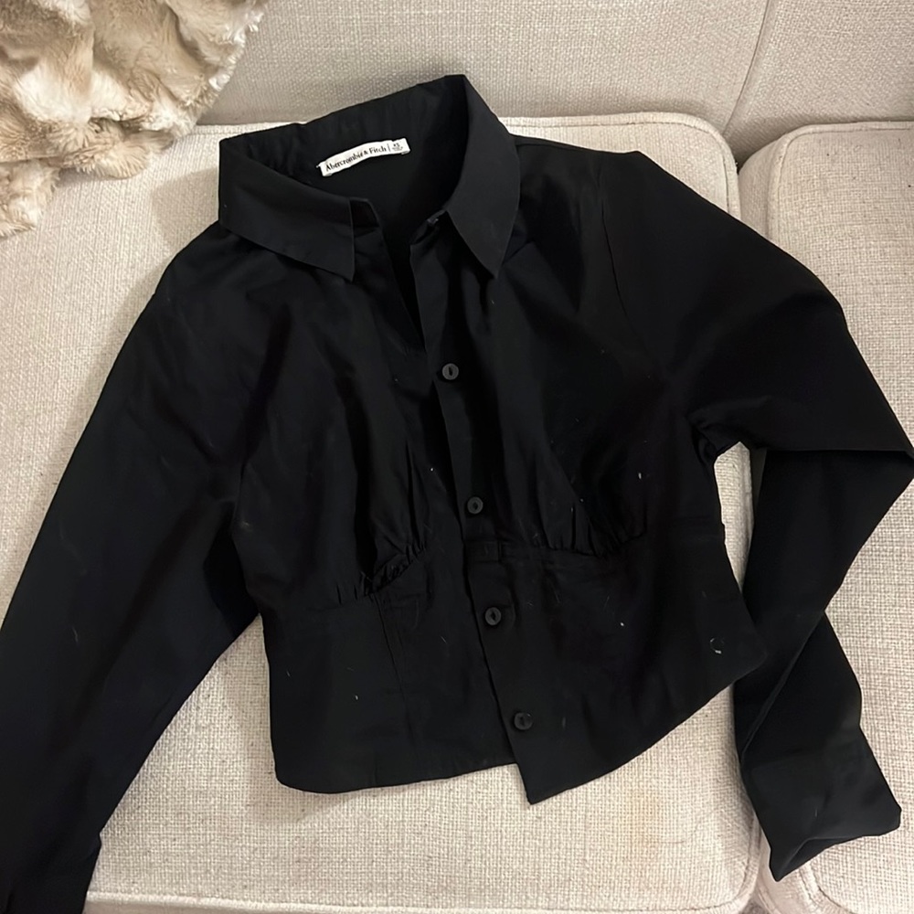 Abercrombie Cropped Collared Corset Button Down